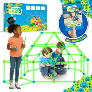 Joya Creative Glow in the Dark Forts 130 Pieces - Build Your Own Fort and Play Tent for Kids