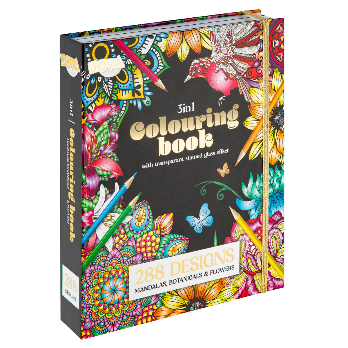 Joya Creative Libro de colorear de lujo para adultos - 288 láminas para colorear con estampado metalizado, mandalas, animales e ilustraciones botánicas