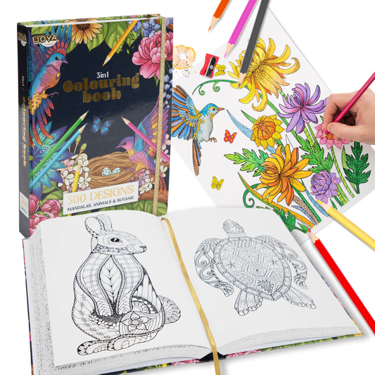Joya Creative Luxe Kleurboek voor Volwassenen A4 2026 Editie – 300 Botanische, Dieren- en Mandala Kleurplaten