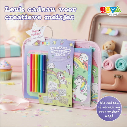 Joya Creative Juguete de viaje de unicornio para niñas - Libro para colorear, pegatinas y rotuladores para el trayecto y las vacaciones