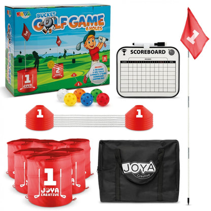 Joya Creative Bucket Golf 6 Holes – Compleet Golfspel voor Tuin, Camping en Familie met Opbergtas