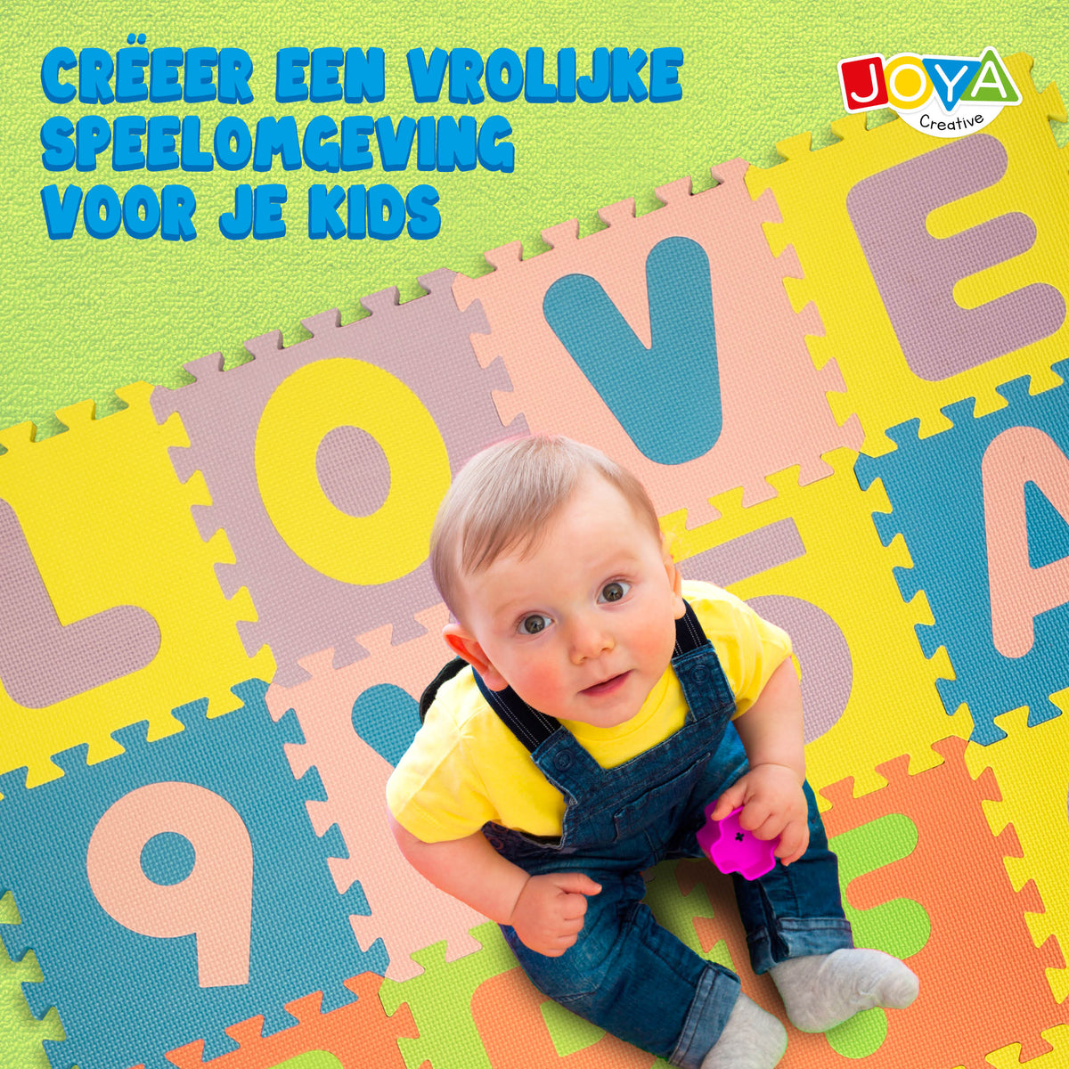 Joya Creative Speelmat XL 180x180 cm – 86 Delige Puzzelmat van EVA Foam voor Baby's en Kinderen