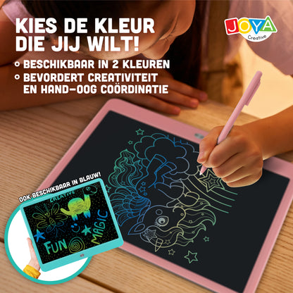 Joya Creative Pizarra de dibujo digital rosa de 15 pulgadas – Tableta de dibujo LCD para niños con función de borrado