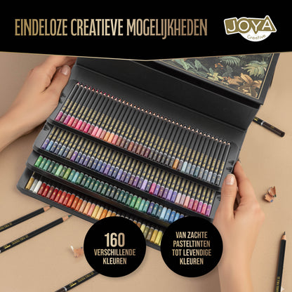 Joya Creative Set profesional de lápices de colores de 160 colores - Set de dibujo premium en una lujosa caja de almacenamiento para adultos