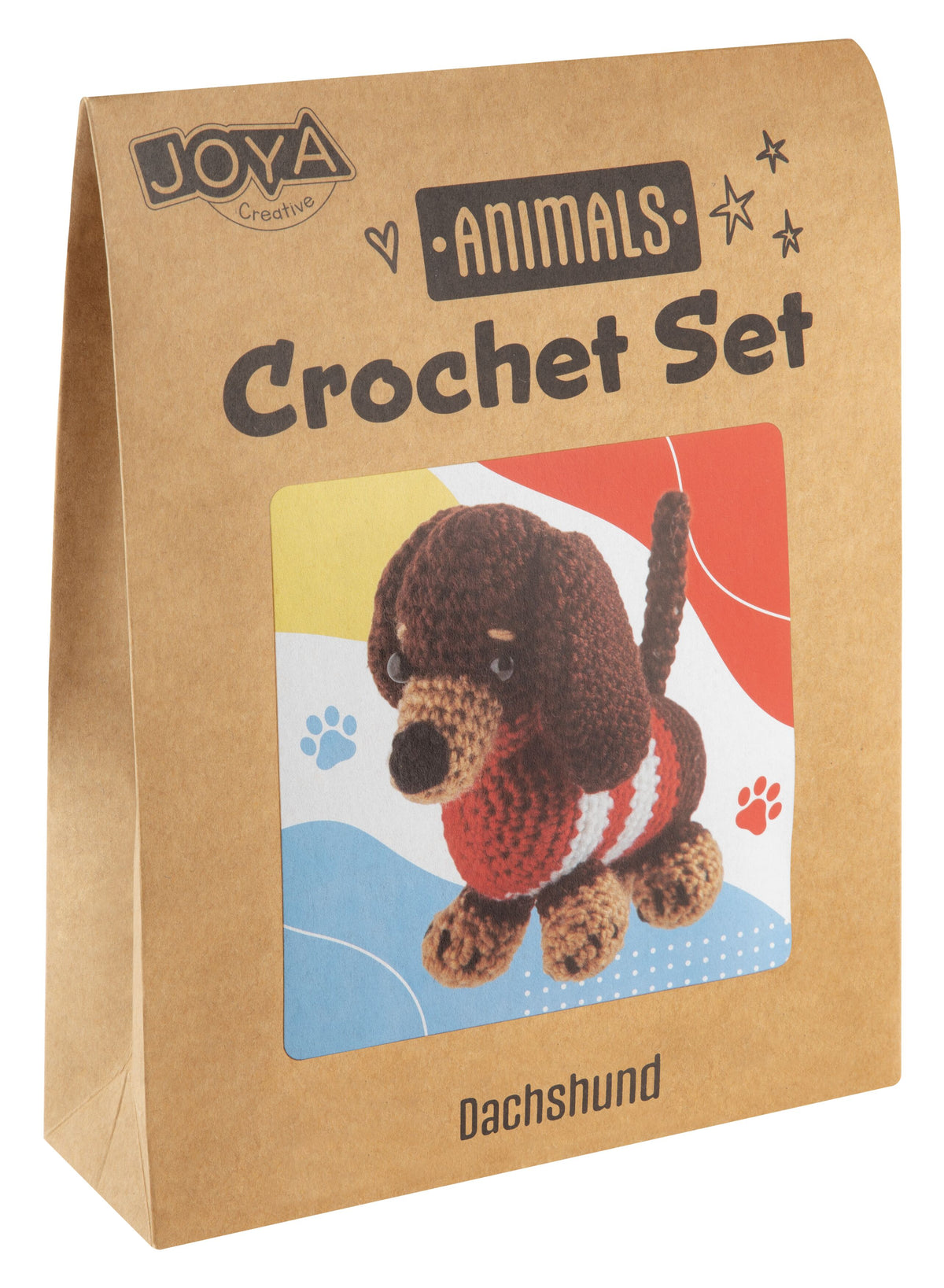 Joya Creative Kit de ganchillo de animales de 4 piezas – Set completo de amigurumi con león, perro, unicornio y oso para principiantes