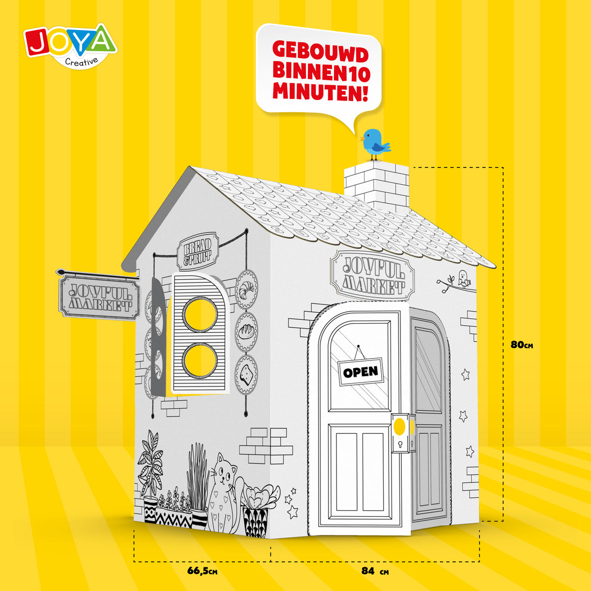Joya Creative Construye tu propio supermercado – Casita de cartón de tamaño real para construir, colorear y jugar con 6 rotuladores