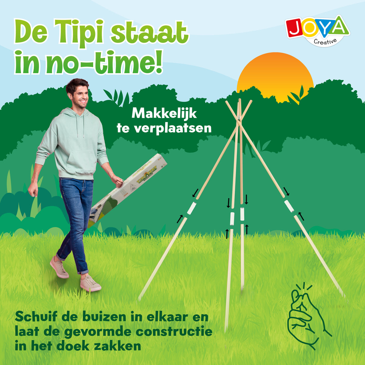 Joya Creative Tipi Tent for Children – Wigwam Play Tent with Floor Mat and FSC Wooden Poles