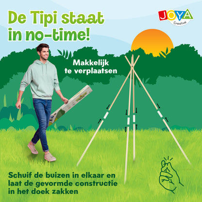 Joya Creative Tipi Tent for Children – Wigwam Play Tent with Floor Mat and FSC Wooden Poles