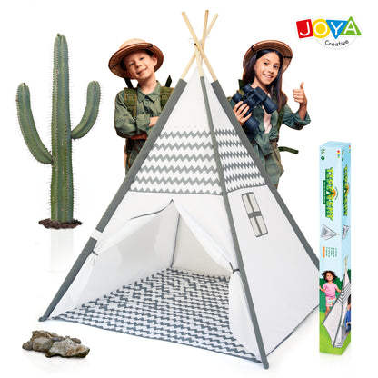 Joya Creative Tipi Tent for Children – Wigwam Play Tent with Floor Mat and FSC Wooden Poles