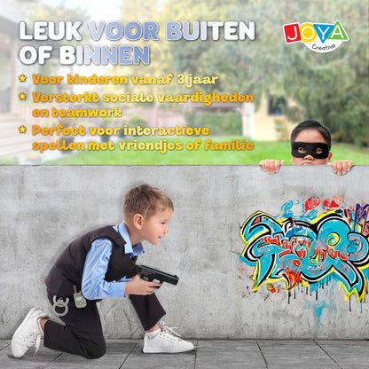 Joya Creative Set de policía de madera de 17 piezas – Maletín de policía FSC con accesorios para juegos de rol