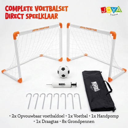 Joya Creative Set de 2 porterías de fútbol – Porterías de fútbol plegables con balón, bomba manual y bolsa de transporte para niños