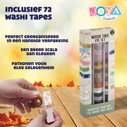 Joya Creative Washi Tape Mega Set 72 Delig – Decoratieve Masking Tape voor Bullet Journaling, Knutselen & Scrapbooking