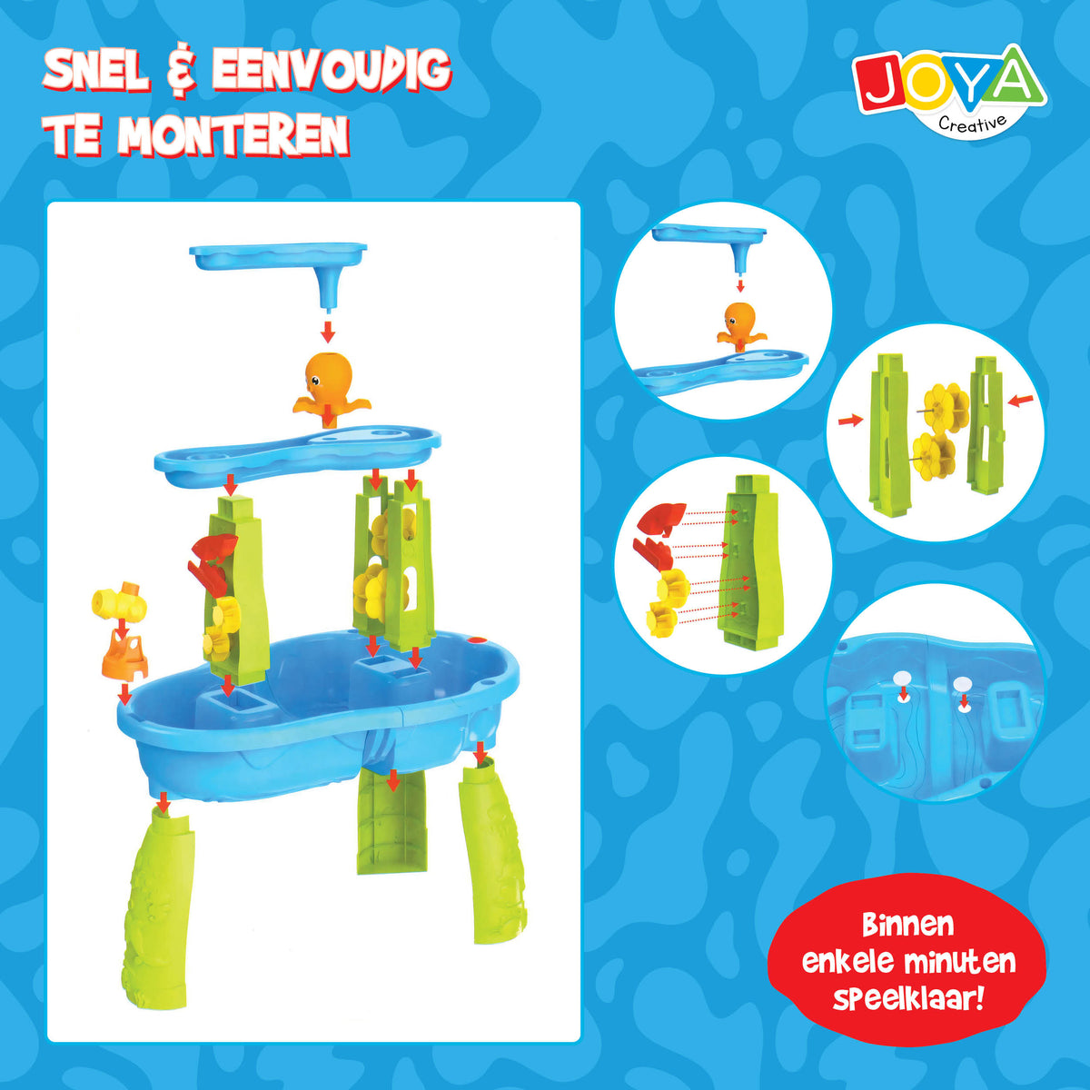 Joya Creative Mesa de agua azul y verde de 34 piezas – Mesa de juegos de agua para niños con cascada y accesorios