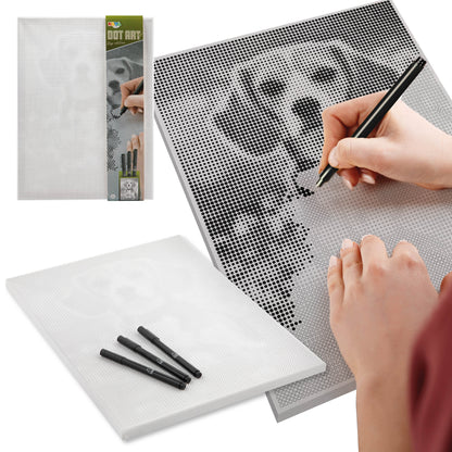 Joya Creative Dot Painting Perro 40x30 cm – Cuadro de pintura con puntos para adultos, incluye 3 fineliners y guía de inspiración