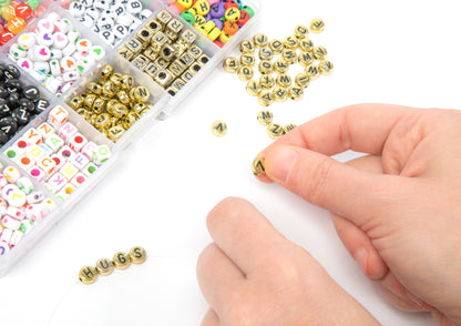 Joya Creative Letter Beads Set 1200+ Pieces – ABC Beads, Heart Beads & Letter Beads for Bracelet Making and Jewelry Making