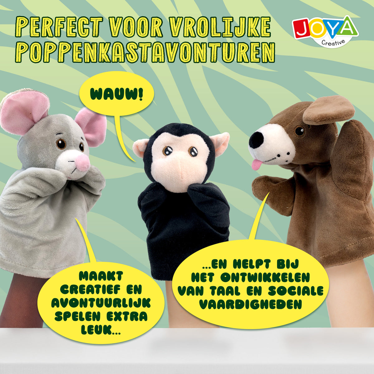 Joya Creative Set de 6 títeres de mano - Títeres de mano de animales con teatrillo para juegos de rol imaginativos