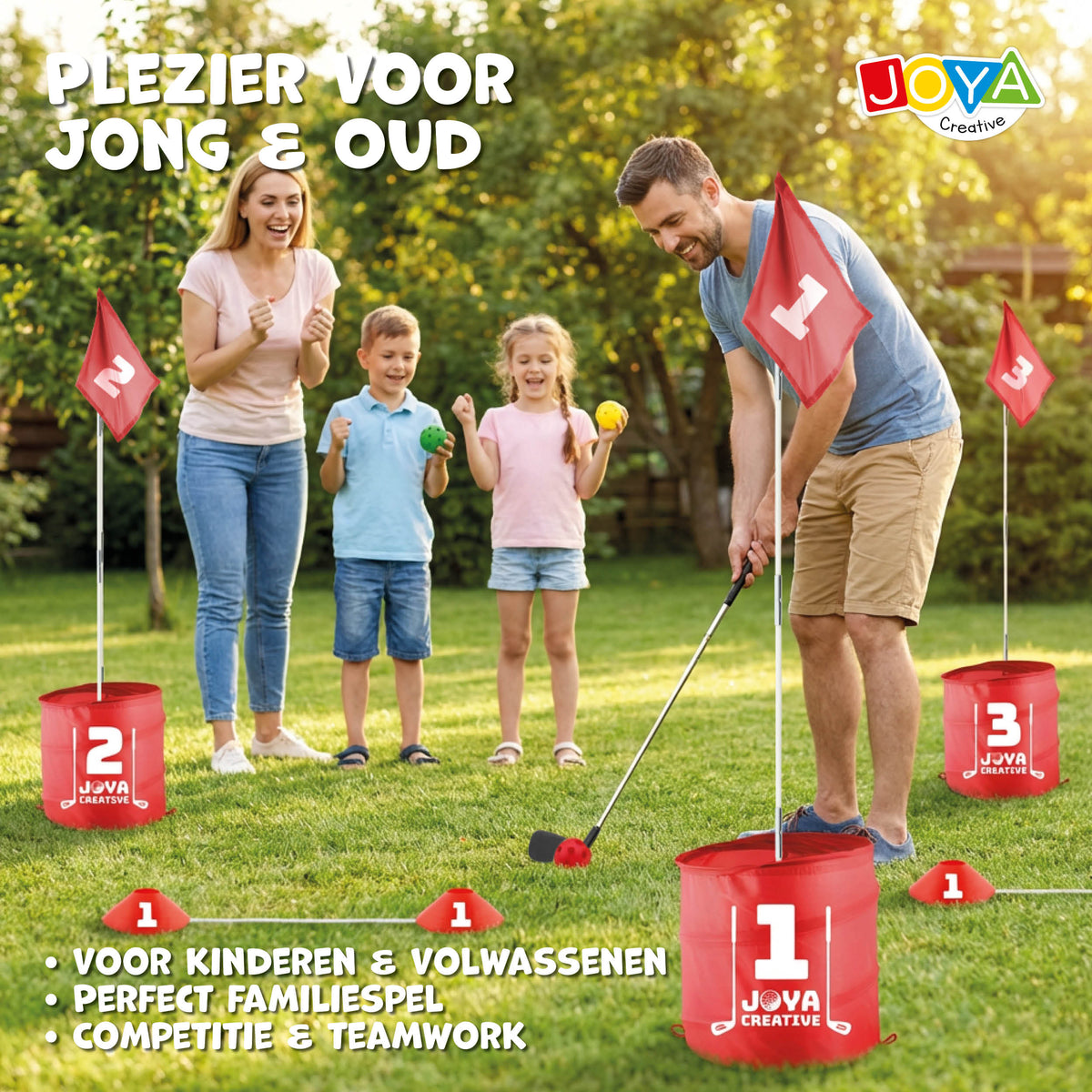 Joya Creative Bucket Golf 6 Holes – Compleet Golfspel voor Tuin, Camping en Familie met Opbergtas