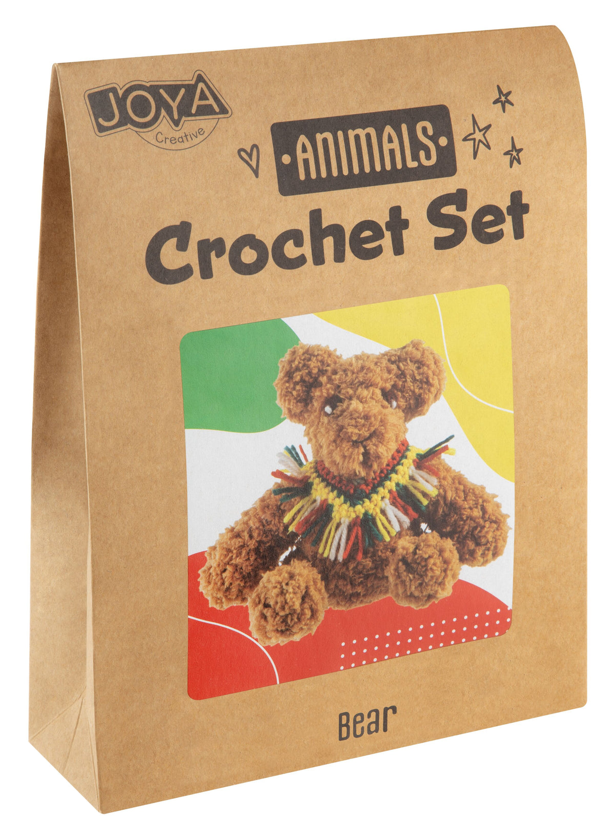 Joya Creative Kit de ganchillo de animales de 4 piezas – Set completo de amigurumi con león, perro, unicornio y oso para principiantes