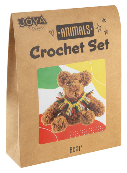 Joya Creative Kit de ganchillo de animales de 4 piezas – Set completo de amigurumi con león, perro, unicornio y oso para principiantes