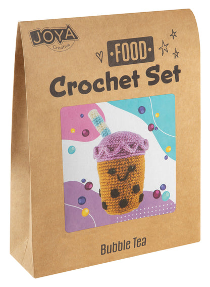 Joya Creative Haakpakket Food 4 Delig – Amigurumi Haakset met Sushi, Bubble Tea, Popcorn en Cupcake voor Beginners