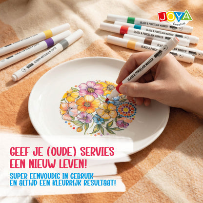 Joya Creative Porselein Stiften Set 30 Delig – Verf Stiften voor Porselein, Glas, Keramiek en DIY Decoratie