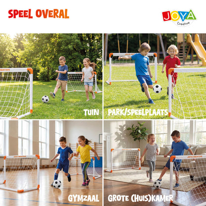 Joya Creative Set de 2 porterías de fútbol – Porterías de fútbol plegables con balón, bomba manual y bolsa de transporte para niños