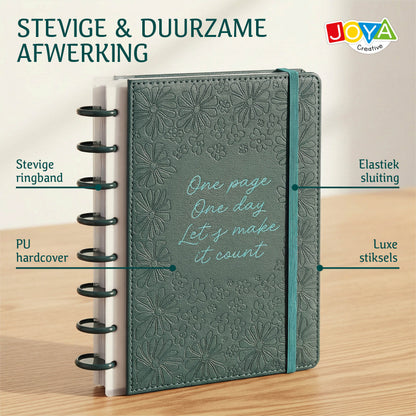 Joya Creative Luxe Planner A5 Ongedateerd – Hardcover Agenda, Ringband Journal, Organizer met Stickers en Liniaal