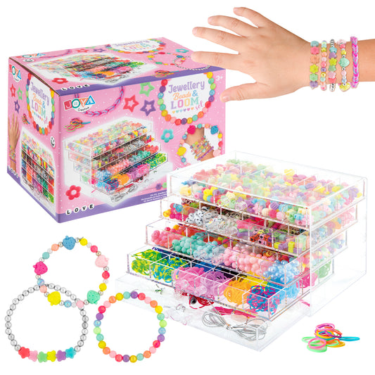 Joya Creative Mega Sieraden Maken Set 3000+ Delig – Kralenset met Letterkralen, Parels & Loombandjes voor Meisjes