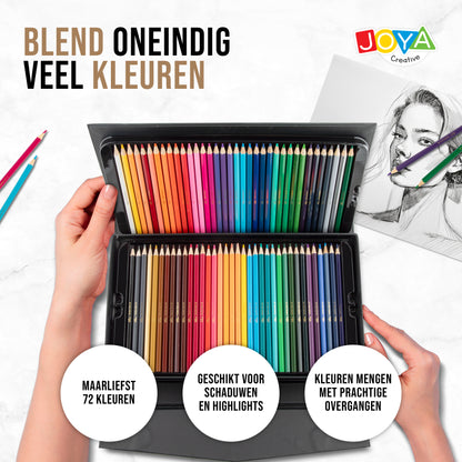 Joya Creative Professionele Kleurpotloden Set 72 Kleuren – Premium Tekenset voor Volwassenen en Kinderen