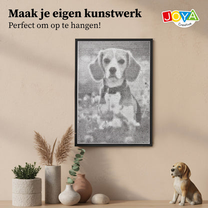 Joya Creative Dot Painting Perro 40x30 cm – Cuadro de pintura con puntos para adultos, incluye 3 fineliners y guía de inspiración