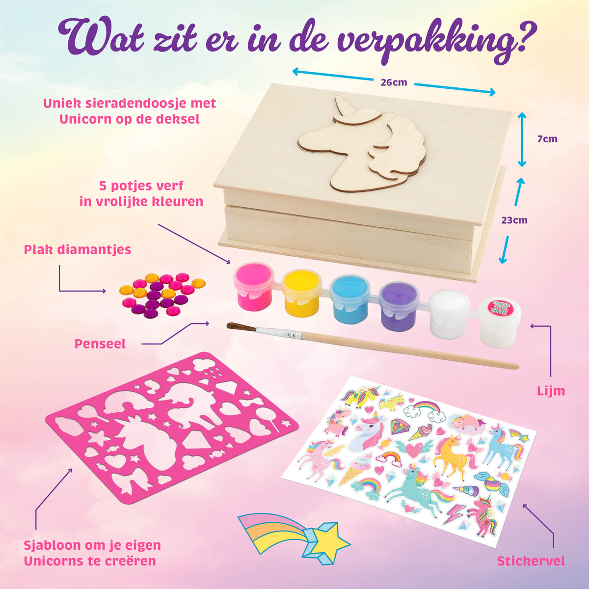 Joya Creative Kit de manualidades de unicornio 4 en 1 – Pintura, pegatinas, pixel art y decoración de joyero