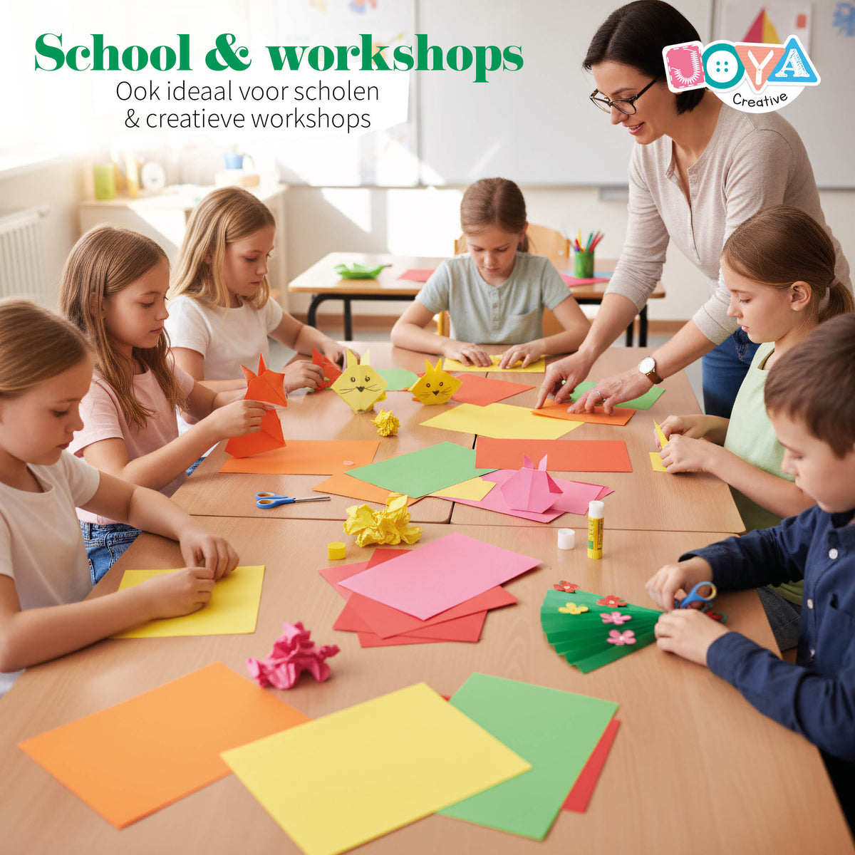 Joya Creative Gekleurd Papier A4 500 Vel – 10 Kleuren Knutselpapier 80g voor Vouwen, Knutselen, School en Hobby