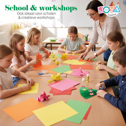 Joya Creative Gekleurd Papier A4 500 Vel – 10 Kleuren Knutselpapier 80g voor Vouwen, Knutselen, School en Hobby