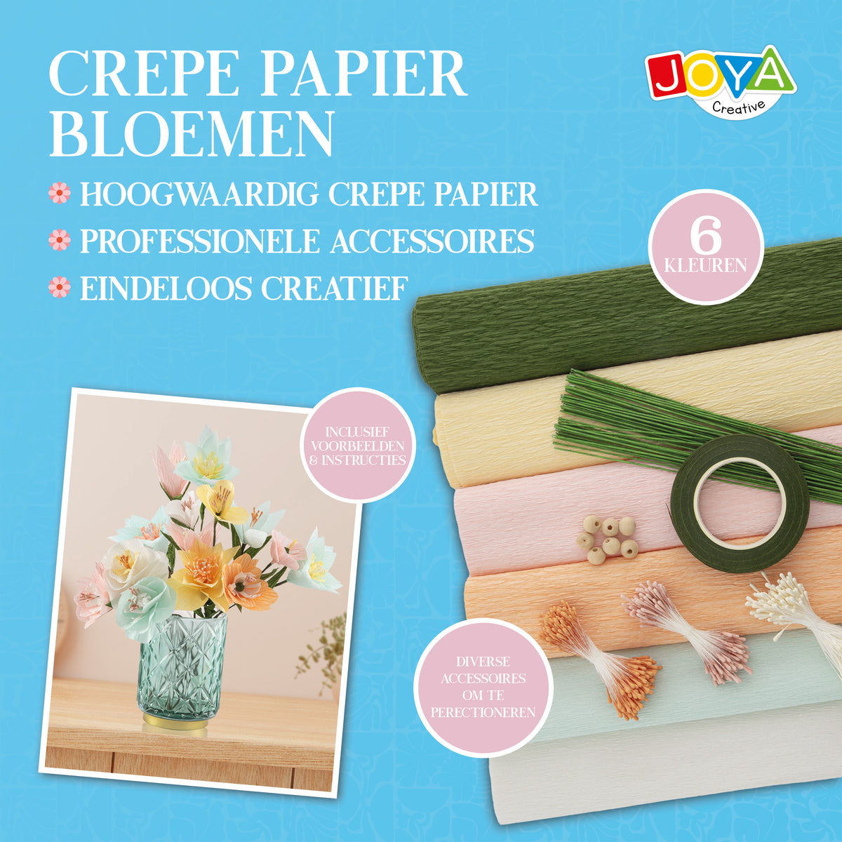 Joya Creative Set para hacer flores de papel crepé – Kit de manualidades DIY para hacer flores de papel con instrucciones