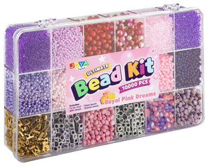 Joya Creative Luxe Bead Set 10,000 Pieces Royal Pink Dreams - Bracelet Making with Alphabet Beads, Glass Beads and Storage Box