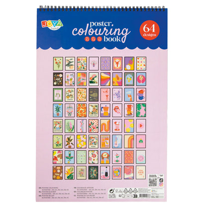 Joya Creative Lujoso libro de colorear con pósteres para adultos – 64 diseños desprendibles en A3, A4 y A5 sobre papel prémium con encuadernación de espiral