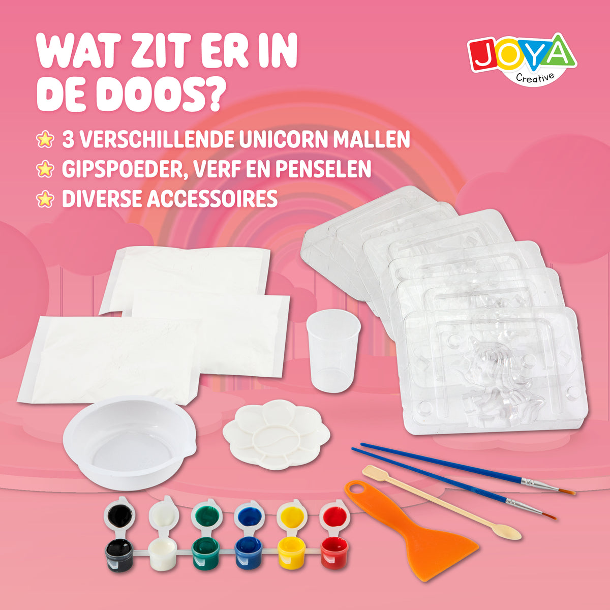 Joya Creative Unicorn Pour and Paint Set – Make 6 Unicorns with Paint and Brushes