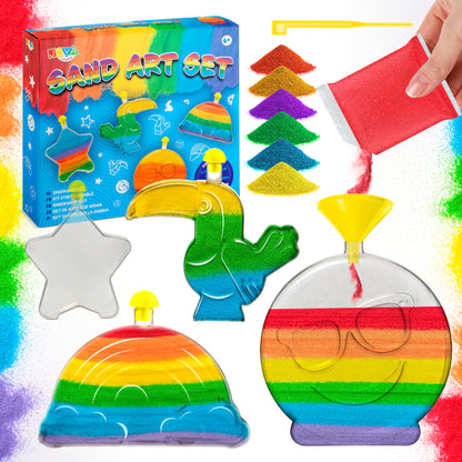 Joya Creative Sand Art Set for Kids – DIY Sand Art Craft Kit with Colored Sand and Funny Bottles
