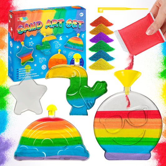 Joya Creative Sand Art Set for Kids – DIY Sand Art Craft Kit with Colored Sand and Funny Bottles