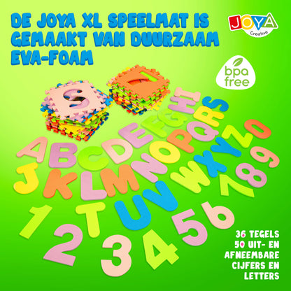 Joya Creative Speelmat XL 180x180 cm – 86 Delige Puzzelmat van EVA Foam voor Baby's en Kinderen