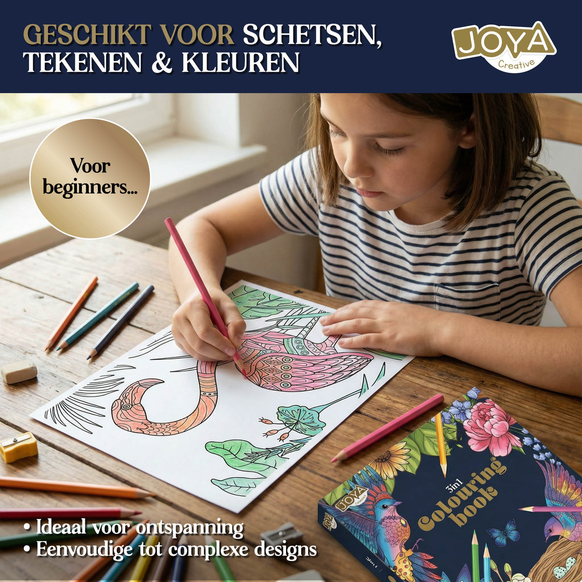 Joya Creative Libro de colorear de lujo para adultos A4 Edición 2026 - 300 láminas para colorear botánicas, de animales y mandalas