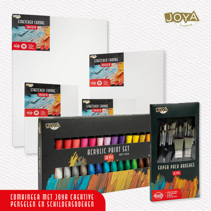 Joya Creative Set de pintura acrílica de 30 colores – 30 x 30 ml de pintura para manualidades sobre lienzo, madera, papel, piedra y proyectos DIY