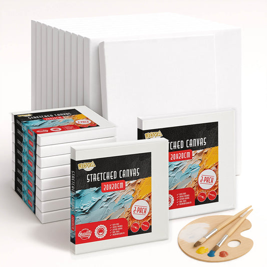 Joya Creative Lienzos para pintar 20x20 cm – Set de 24 lienzos de 100% algodón para pintura acrílica, pintura al óleo y manualidades