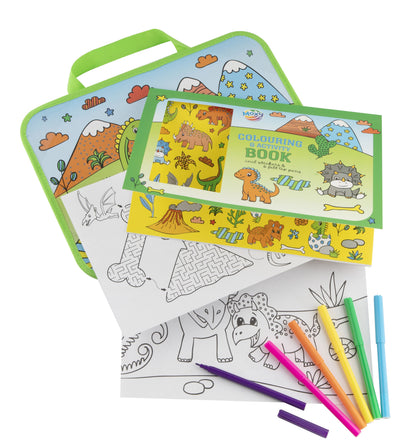 Joya Creative Dino Travel Pack for Boys – Coloring Book, Sticker Book, Activity Book & Drawing Kit for On the Go and Holidays