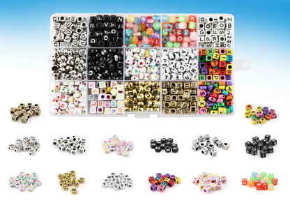 Joya Creative Letter Beads Set 1200+ Pieces – ABC Beads, Heart Beads & Letter Beads for Bracelet Making and Jewelry Making