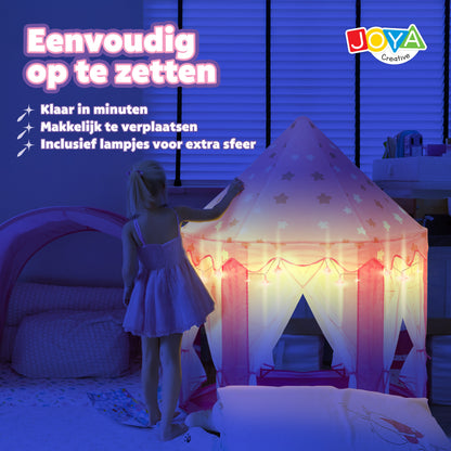 Joya Creative Princess Tent with LED Lighting - Pink Playhouse for Girls with Curtains
