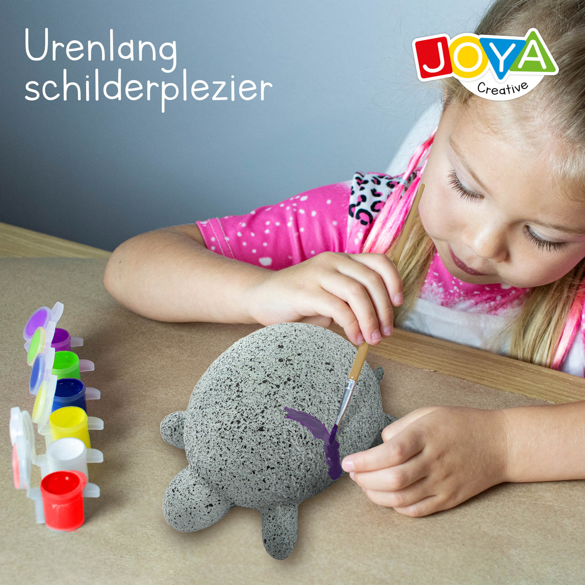 Joya Creative Happy Stones Painting Set Turtle – Complete Stone Painting Set for Children with Paint & Brush