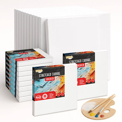 Joya Creative Lienzos para pintar 30x30 cm – Set de 12 lienzos de 100% algodón para pintura acrílica, pintura al óleo y técnicas de pintura