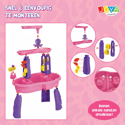 Joya Creative Mesa de agua rosa de 34 piezas – Mesa de juegos de agua para niñas con cascada y accesorios
