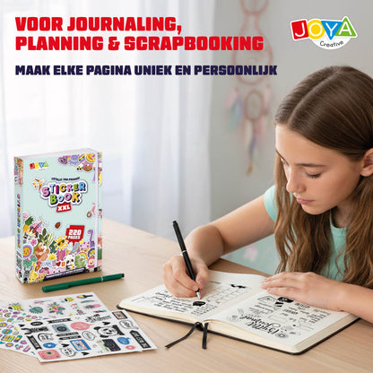 Joya Creative Libro de pegatinas XXL con 8.500 pegatinas – Libro de bullet journal, scrapbooking y journaling con 200 páginas